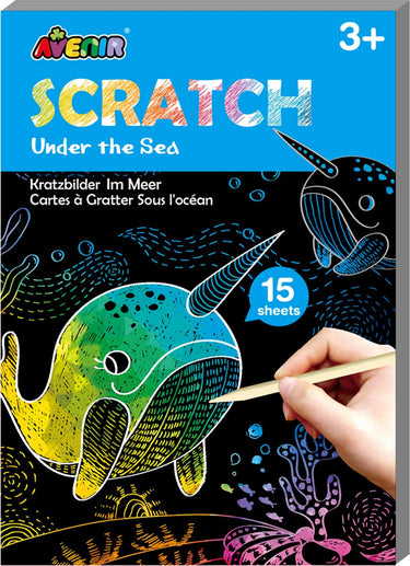 Avenir scratch art boek mini a6 - diep in de zee - 15 pagina's - 3 jaar