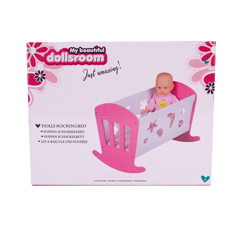 Afbeelding laden in galerijviewer, My beautiful dolls room my beautiful dollsroom houten poppenbed 49x37x35 cm roze wit
