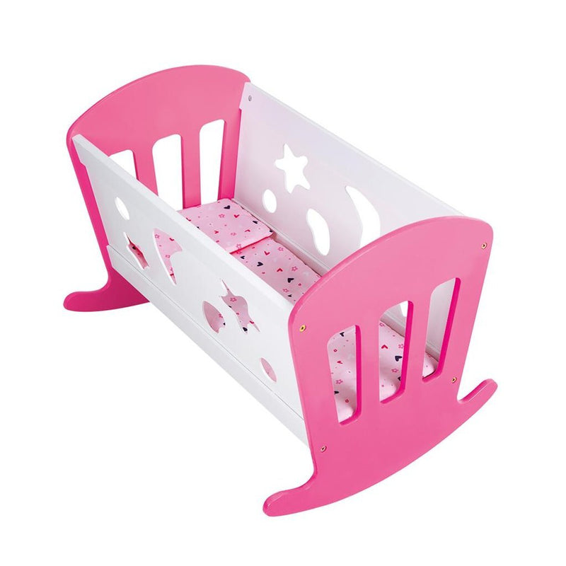 Afbeelding laden in galerijviewer, My beautiful dolls room my beautiful dollsroom houten poppenbed 49x37x35 cm roze wit

