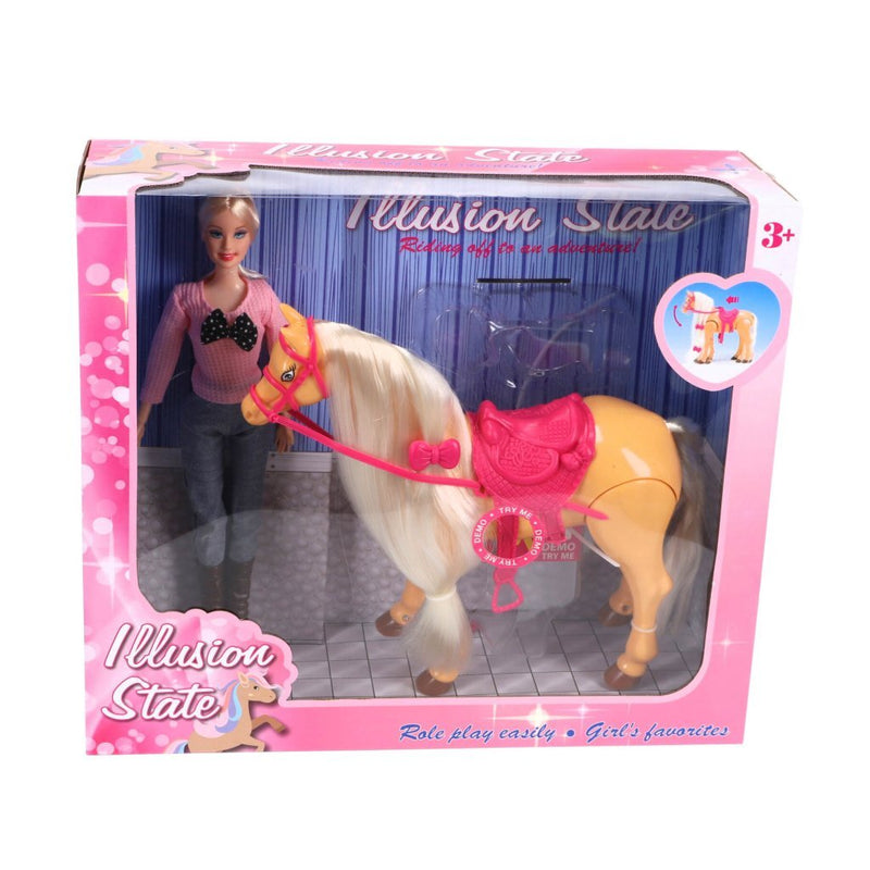 Afbeelding laden in galerijviewer, Overige merken pop met echt lopend paard speelset
