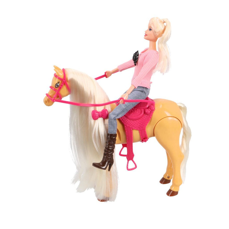 Afbeelding laden in galerijviewer, Overige merken pop met echt lopend paard speelset
