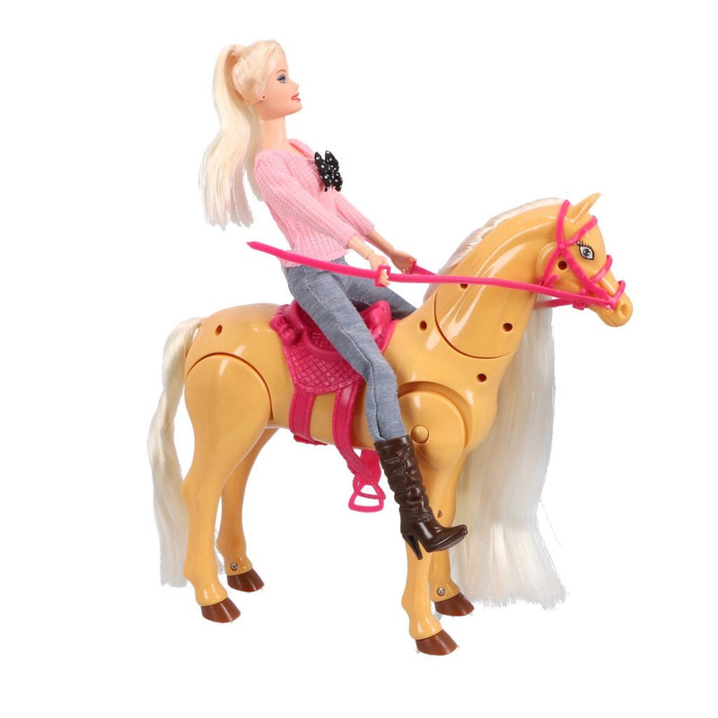 Afbeelding laden in galerijviewer, Overige merken pop met echt lopend paard speelset

