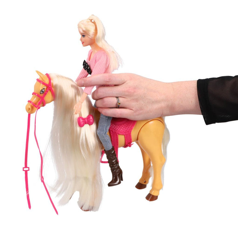 Afbeelding laden in galerijviewer, Overige merken pop met echt lopend paard speelset
