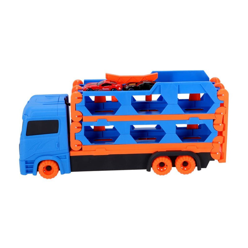 Afbeelding laden in galerijviewer, No brand pop-up auto transporter met 2 metal auto's | 2 stuks
