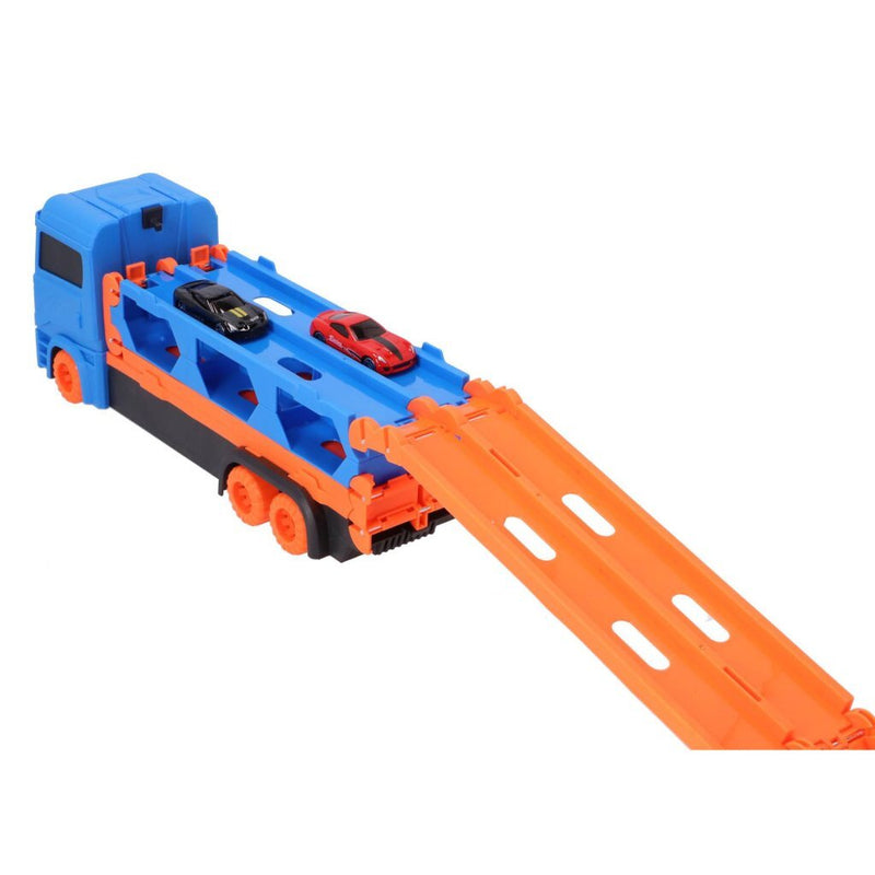 Afbeelding laden in galerijviewer, No brand pop-up auto transporter met 2 metal auto's | 2 stuks
