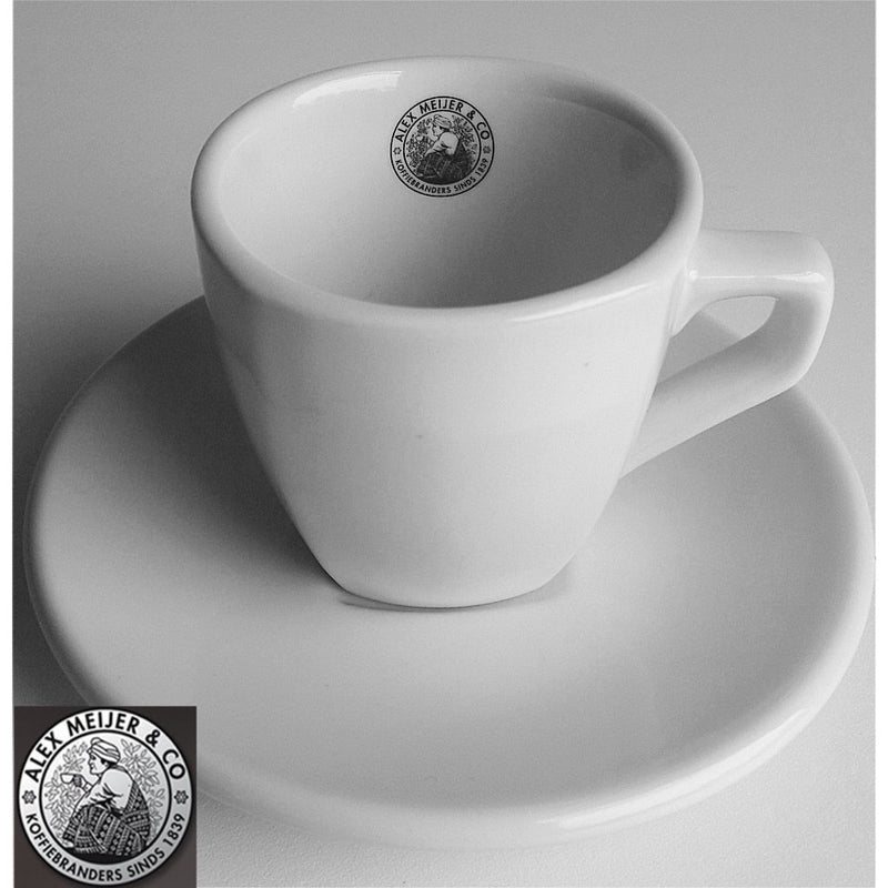 Afbeelding laden in galerijviewer, Intermezzo espresso kop en schotel alex meijer logo 3 stuks
