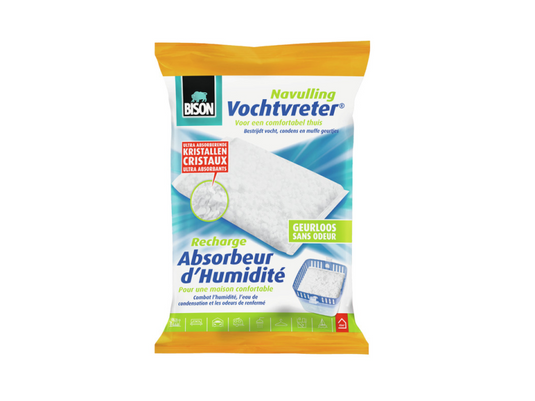 Bison vochtvreter® navulzak neutraal 450 g, geschikt voor vochvreter®, bestrijd hoge luchtvochtigheid, geen batterij nodig, ook geschikt voor caravans en campers