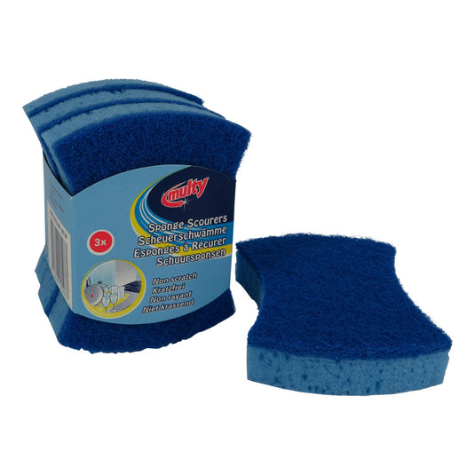 Multy schuurspons krasvrij 3 stuks blauw rose blauw