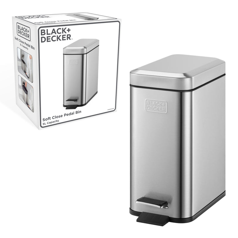 Afbeelding laden in galerijviewer, Black decker pedaalemmer 5l rvs zwart
