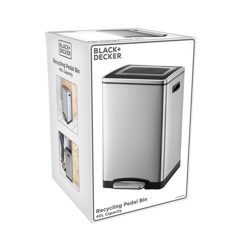 Afbeelding laden in galerijviewer, Black decker black decker pedaalemmer 2x20l zilver zwart
