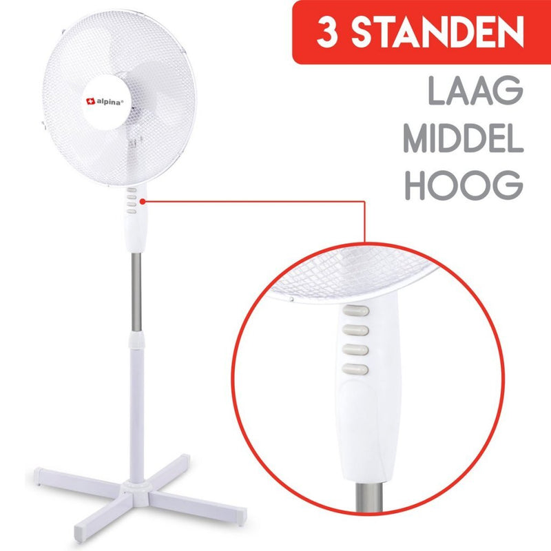 Afbeelding laden in galerijviewer, Alpina statiefventilator 40 cm wit
