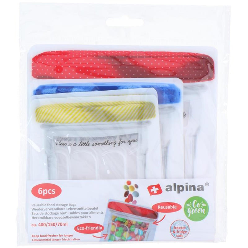 Afbeelding laden in galerijviewer, Lifetime cooking alpina herbruikbare voedselbewaarzakken 70 150 400ml set van 6
