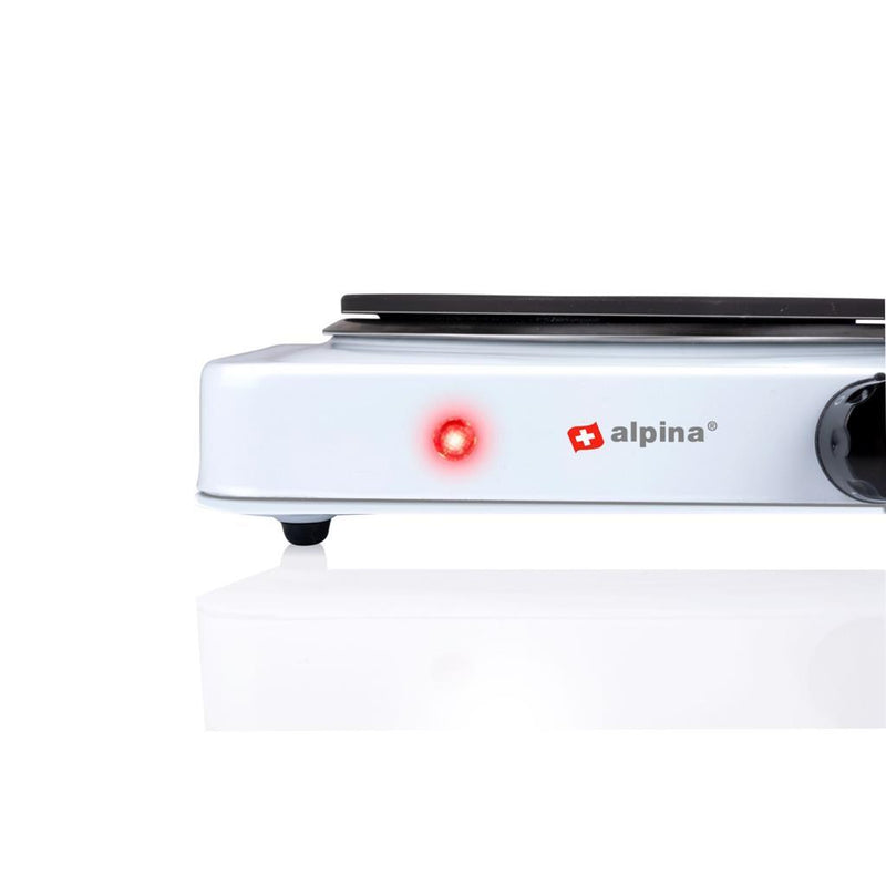 Afbeelding laden in galerijviewer, Alpina 1-pits elektrische kookplaat 1500w zwart wit
