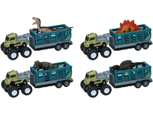 Eddy toys truck met aanhanger en dino 26x9x9cm
