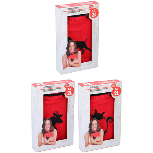 Lifetime warmwaterkruik met gebreiden hoes 2l rood