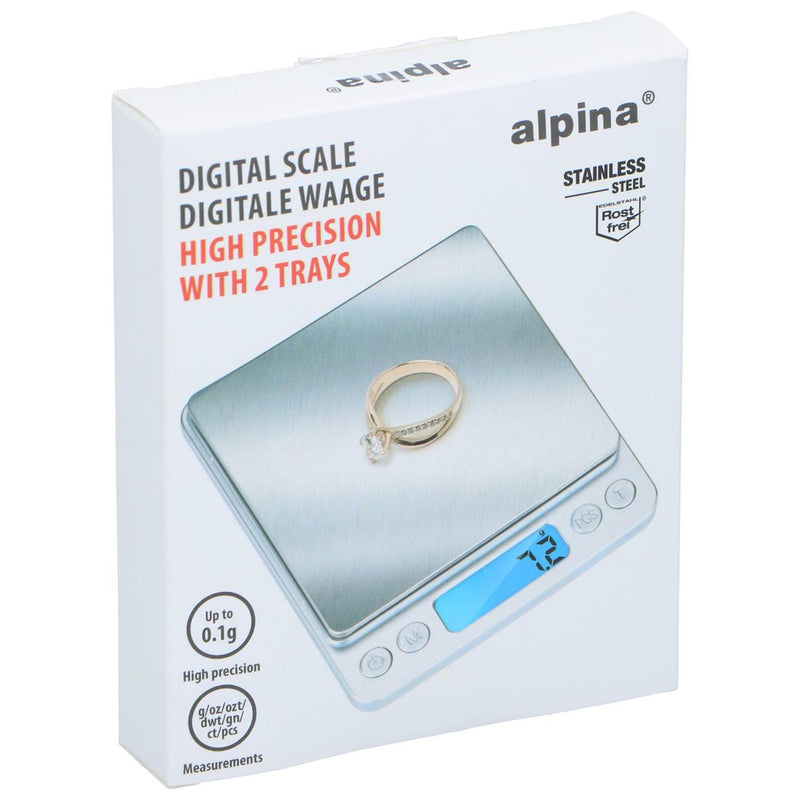 Afbeelding laden in galerijviewer, Alpina precisieweegschaal digitaal 0,1-3kg 10,7x13cm met 2 bakjes
