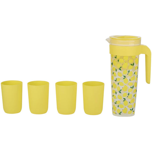 Waterkan met 4 bekers 3 assorti