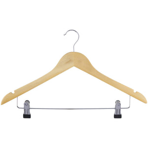 Alpina houten kledinghangers met klemmen – 2 stuks – broekhangers – kleerhangers met broekklemmen – naturel