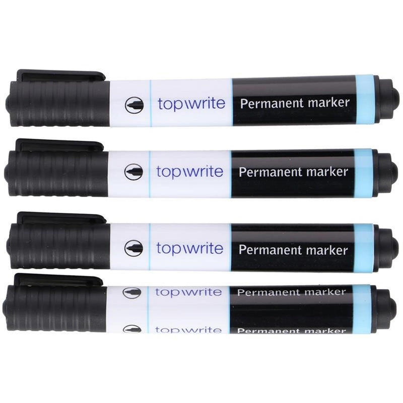 Afbeelding laden in galerijviewer, Top write permanent markers 4-delig zwart
