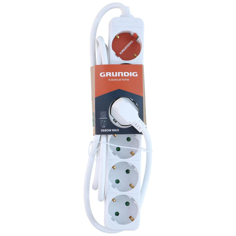 Afbeelding laden in galerijviewer, Grundig stekkerdoos wit 6-voudig 1,5m
