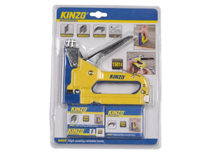 Kinzo tacker nietmachine - incl. 1500 spijkers en nieten - voor vloerbedekking en hout - traploos instelbaar
