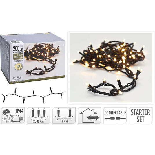 S.i.a. koppelbare kerstverlichting starter set 200 leds 20m ip44
