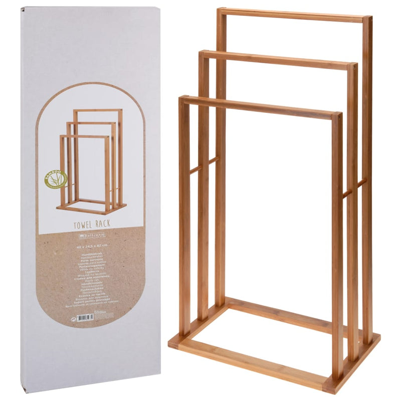 Afbeelding laden in galerijviewer, Bathroom Solutions Bathroom Solutions Handdoekenrek met 3 stangen bamboe
