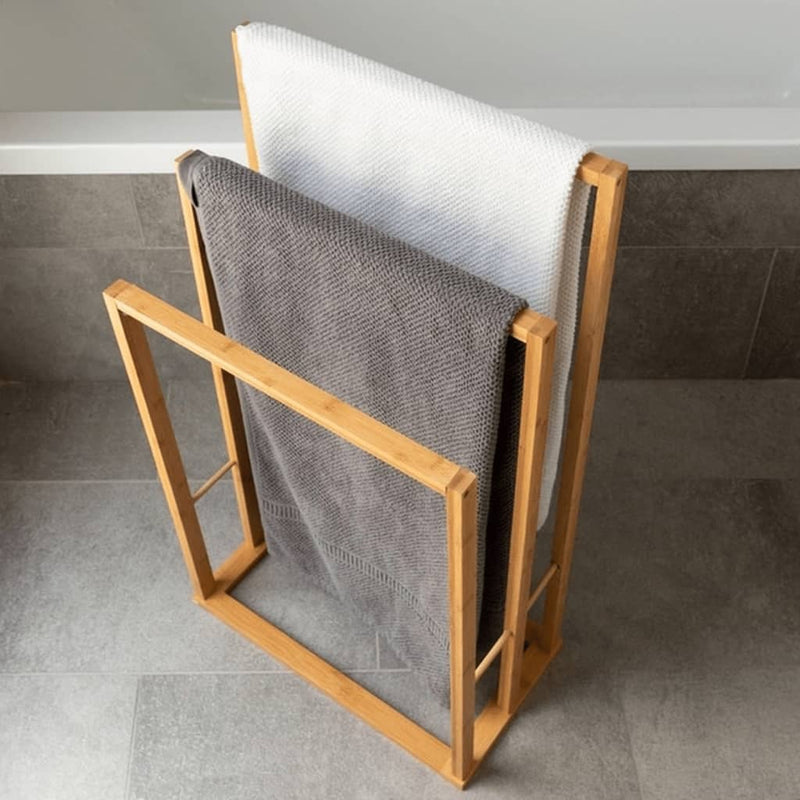 Afbeelding laden in galerijviewer, Bathroom Solutions Bathroom Solutions Handdoekenrek met 3 stangen bamboe
