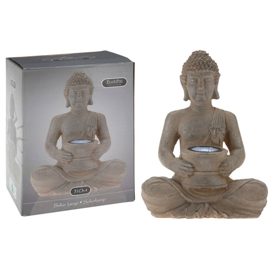 Progarden boeddha met solarlamp polystone