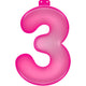 Basic opblaasbaar cijfer 3 roze 35cm