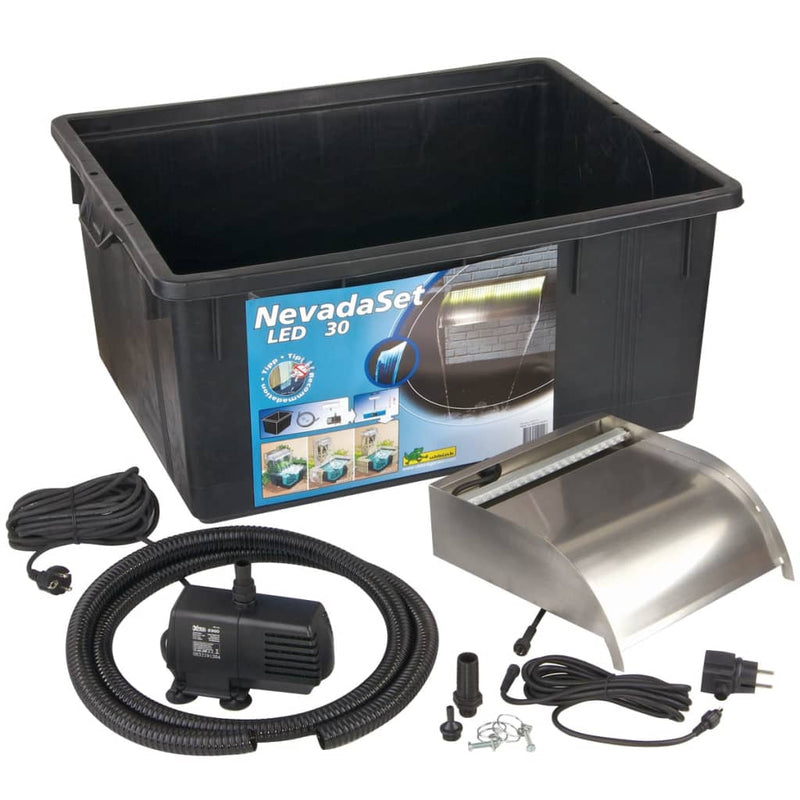 Afbeelding laden in galerijviewer, Ubbink waterval met led's nevada 30 cm roestvrij staal
