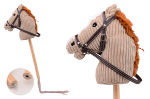 Johntoy holly horse - hobby paard geluid korte stok + - 80cm - bruin