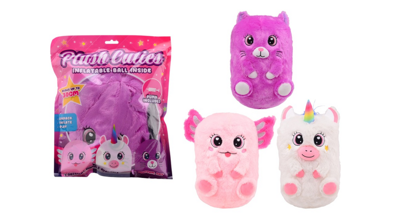 Afbeelding laden in galerijviewer, Johntoy opblaasbare pluche cutie's 30cm incl. pomp assorti
