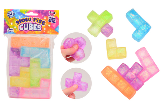 Johntoy slow rise puzzel kubussen in zak, 7 stuks