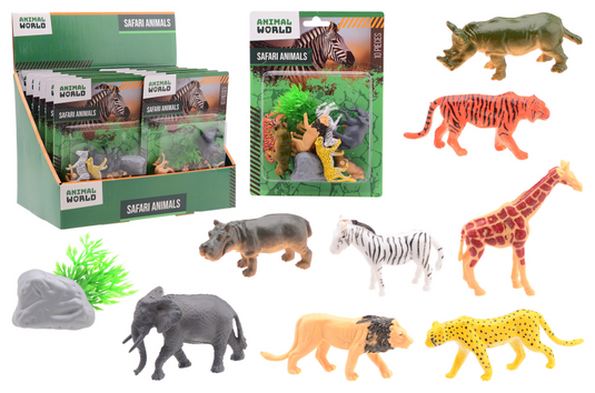 Johntoy animal world - wilde dieren speelset 10-delig op kaart