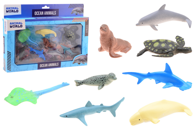 Afbeelding laden in galerijviewer, Johntoy zeedieren speelset - animal world - 8-delig speelgoed.
