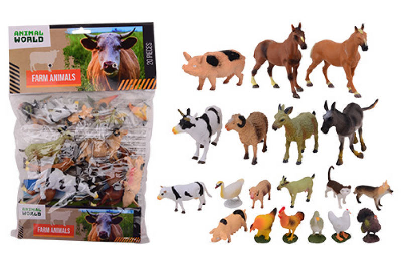 Afbeelding laden in galerijviewer, Johntoy boerderijdieren - 20 stuks in zak - dieren speelgoed
