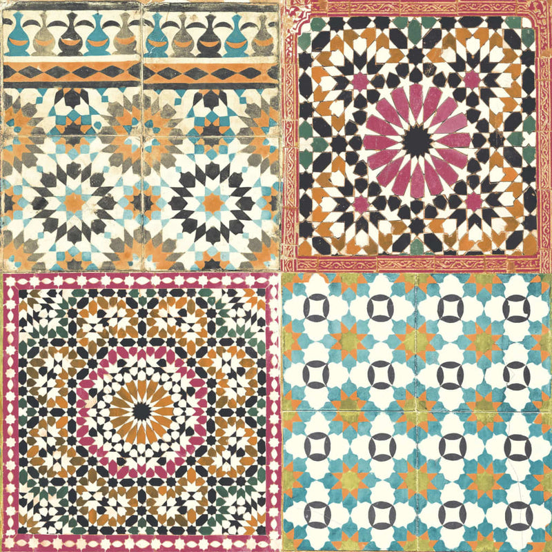 Afbeelding laden in galerijviewer, Dutch wallcoverings dutch wallcoverings behang marokkaanse tegels meerkleurig
