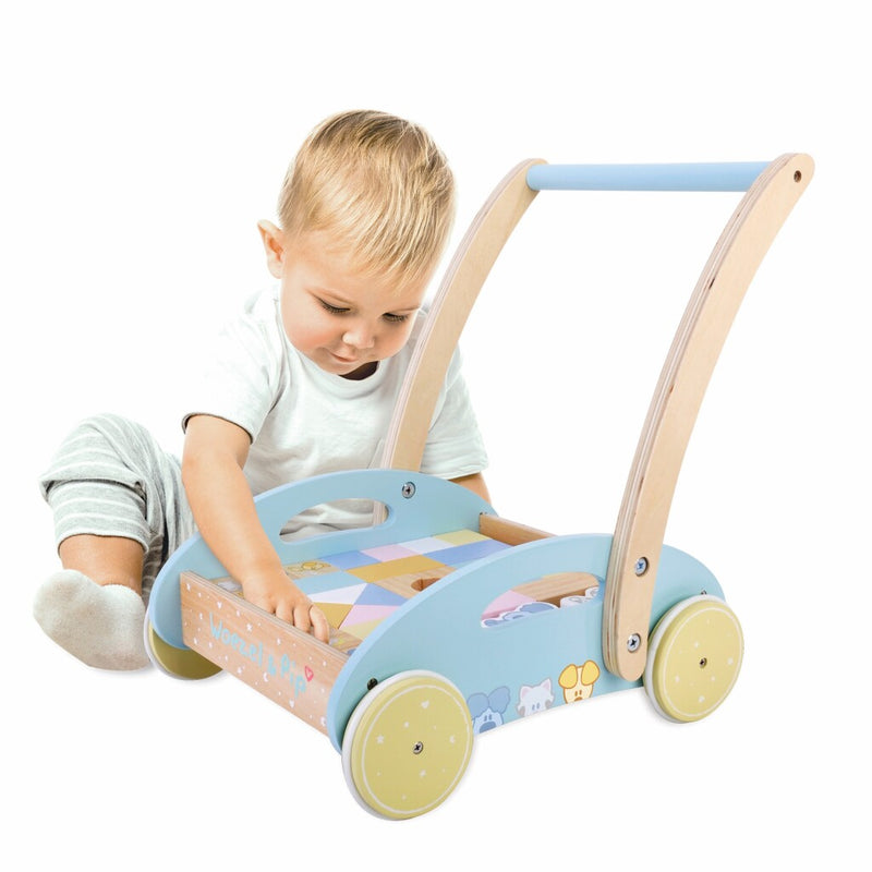 Afbeelding laden in galerijviewer, Rubo toys woezel en pip houten blokkenkar 27x35x36 cm
