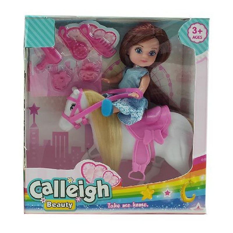 Afbeelding laden in galerijviewer, Basic calleigh mini paard met pop + accessoires
