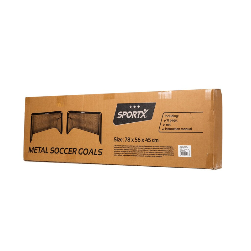 Afbeelding laden in galerijviewer, Sportx metalen voetbaldoelen 78x56x45 cm 2 stuks zwart
