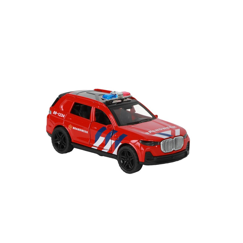 Afbeelding laden in galerijviewer, 112 pull-back brandweer suv 1:36 + licht en geluid
