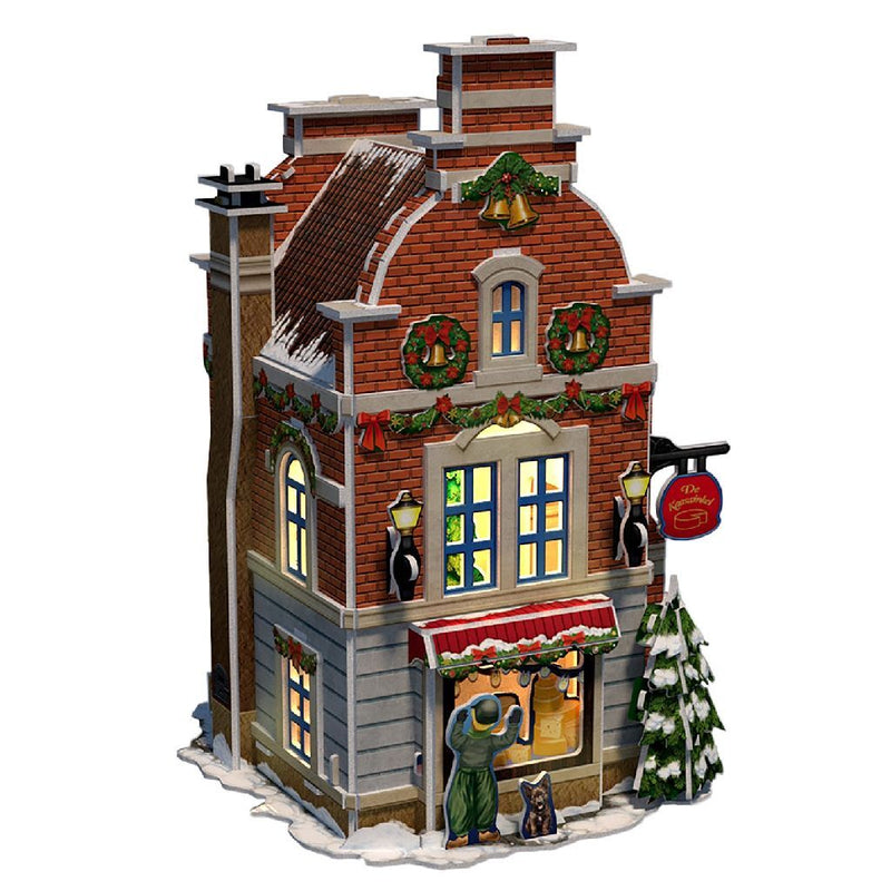 Afbeelding laden in galerijviewer, Cubic fun 3d puzzel hollands huisje winter kaaswinkel + licht 60 stukjes
