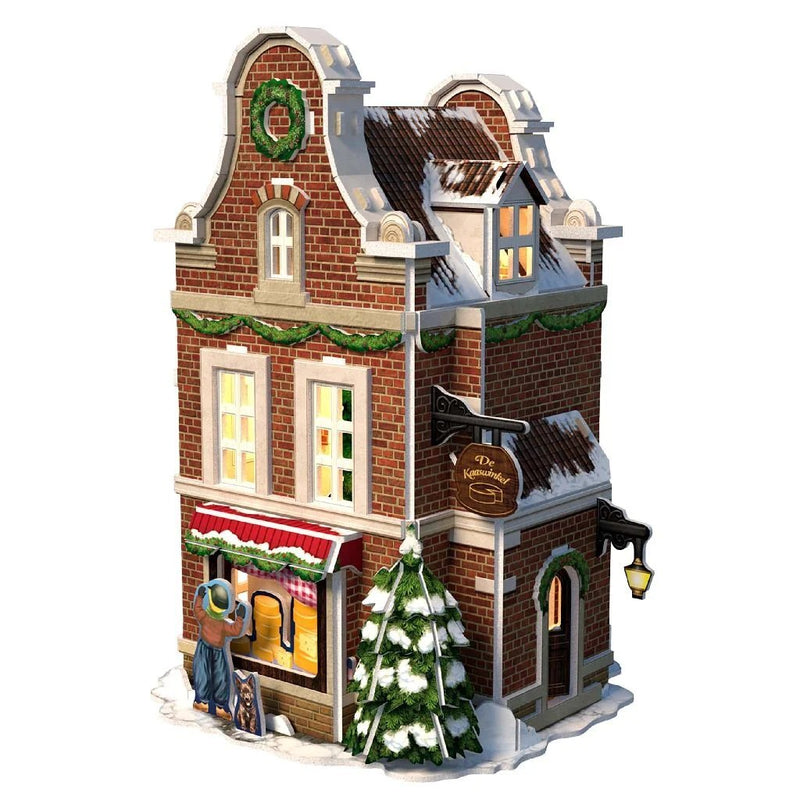 Afbeelding laden in galerijviewer, Cubic fun 3d puzzel hollands huisje winter kaaswinkel + licht 60 stukjes
