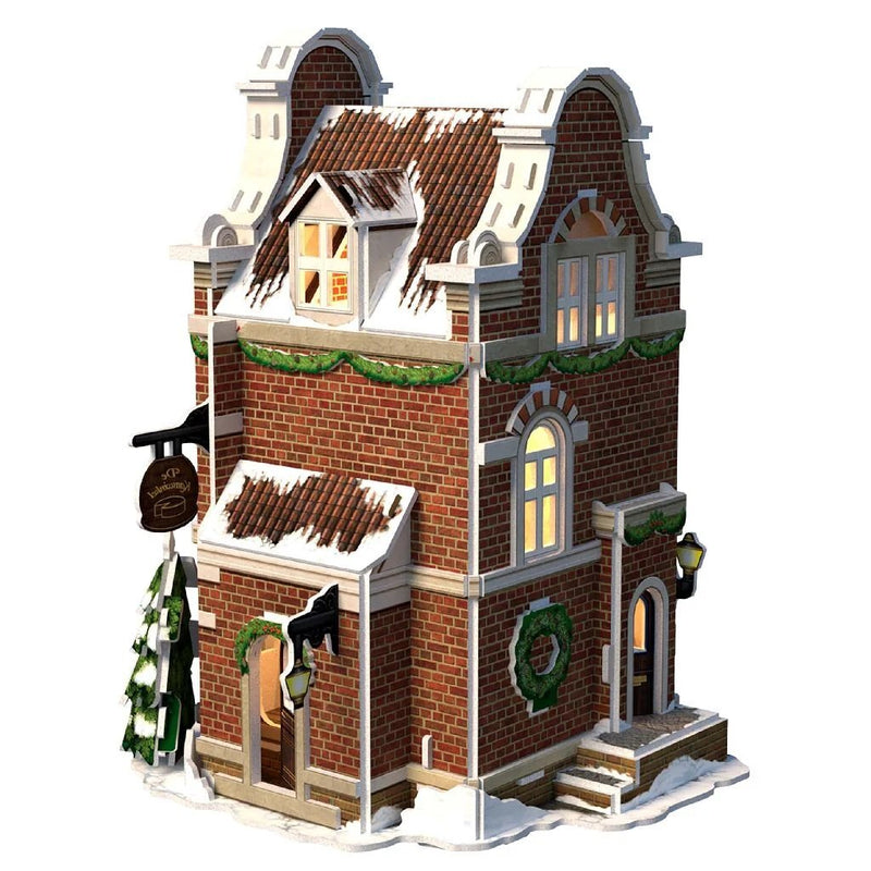 Afbeelding laden in galerijviewer, Cubic fun 3d puzzel hollands huisje winter kaaswinkel + licht 60 stukjes
