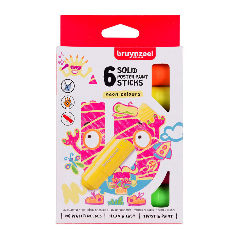 Afbeelding laden in galerijviewer, Bruynzeel plakkaatverf sticks set neon | 6 kleuren
