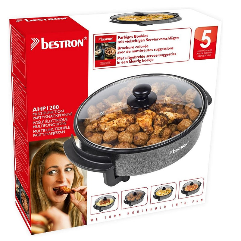 Afbeelding laden in galerijviewer, Bestron ahp1200 elektrische multifunctionele party-hapjespan zwart

