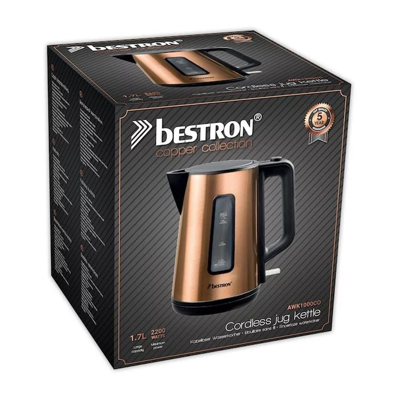 Afbeelding laden in galerijviewer, Bestron awk1000co waterkoker 1.7l 2200w koper zwart
