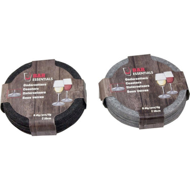 Bar essentials vilten onderzetters 10 cm 6 stuks