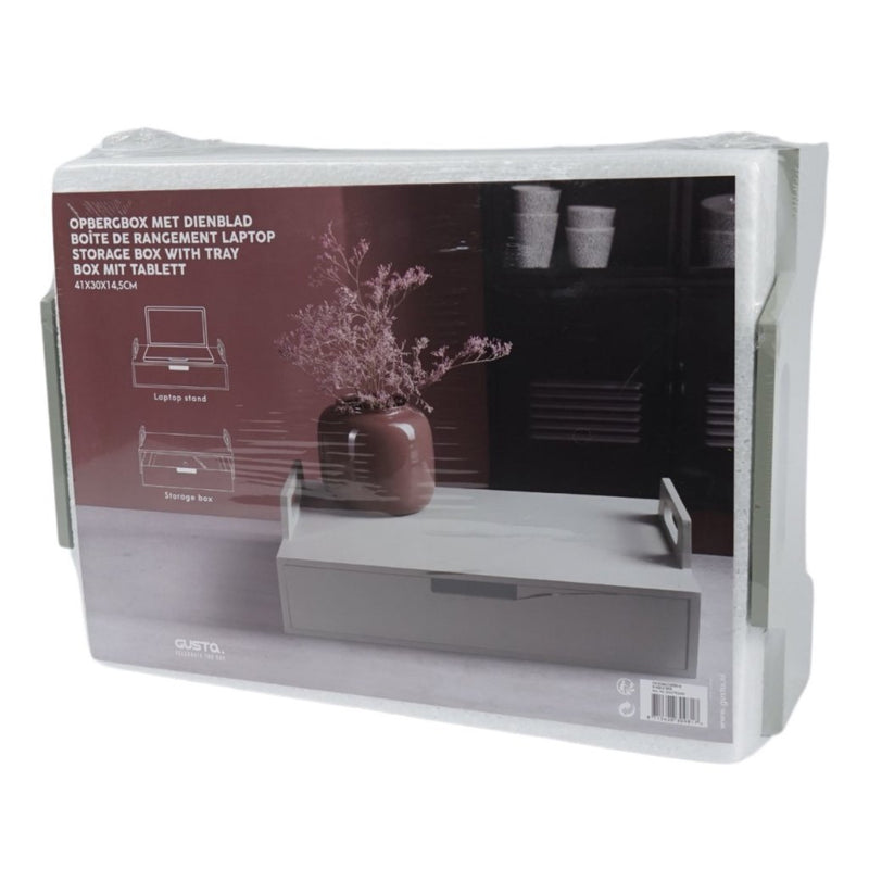 Afbeelding laden in galerijviewer, Gusta houten laptoptafel 41x30x14.5 cm groengrijs
